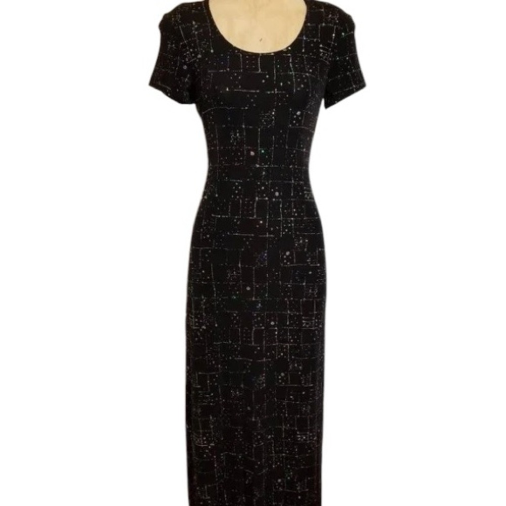 LIKE NEW! Vintage 90's Glam Sparkly Knit Overlay Maxi Dress Size 10